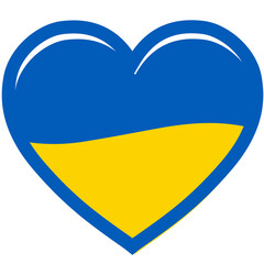 Ukraine flag icon in the shape of heart isolated on white