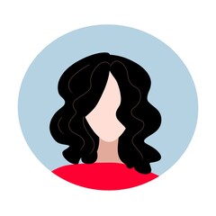 Black hair woman icon. People in circle illustration set. On White background. 