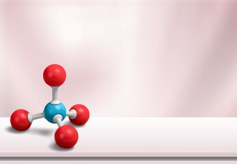 Photo of a molecular atom model on a desk