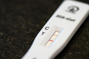 Covid positive test detail. Positive result of the SARS-Cov-2 coronavirus control swab. Covid-19...