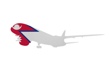 Fototapeta na wymiar Aircraft News clip art in colors of national Nepal flag on white background