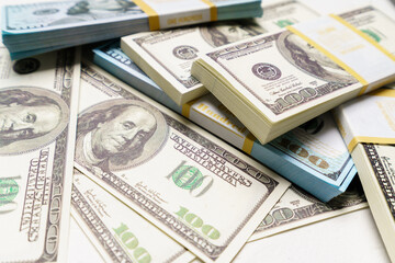 Fototapeta premium Close-Up Of American One Hundred Dollar Bills