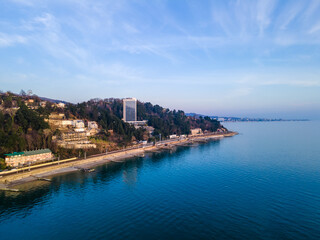 Fototapeta na wymiar Black Sea coast. Sochi. Aerial view