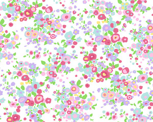 Obraz na płótnie Canvas Vector seamless pattern with pastel flowers for background or fashion fabric print 
