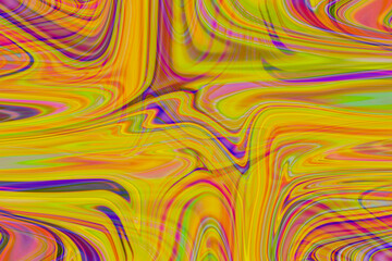Colourful psychedelic background made of interweaving curved shapes. liquid splash as Illustration.	
