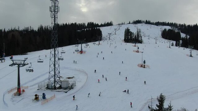Flying over the largest ski resort in Poland - Kotelnica in Bialka Tatrzanska