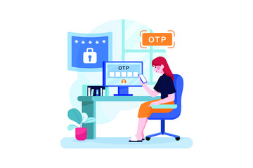 OTP Authentication Security illustration concept