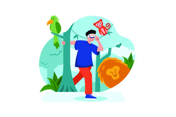 Man experiencing Virtual Zoo