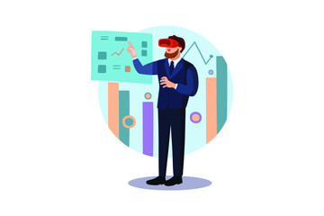 Business person working using VR tech