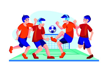 Friends playing Soccer using VR