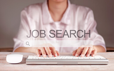 job search ideas, Find your career Woman browsing online website with virtual screen. People searching for vacancies or positions on the internet. Recruiting. Find a job.