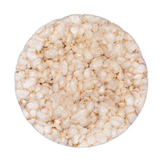 Top view of single rice cracker, isolated on a white background.