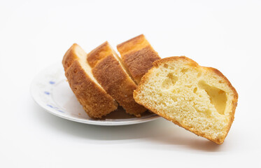 butter cake isolated on white background