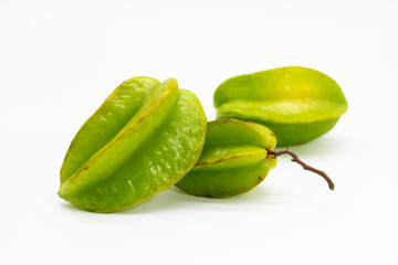 fresh carambola or Star fruit on white background.
