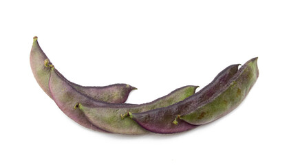 fresh red lima beans or sheem isolate on white. top view.