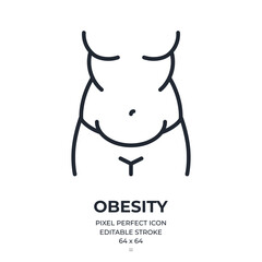 Obesity concept editable stroke outline icon isolated on white background flat vector illustration. Pixel perfect. 64 x 64.