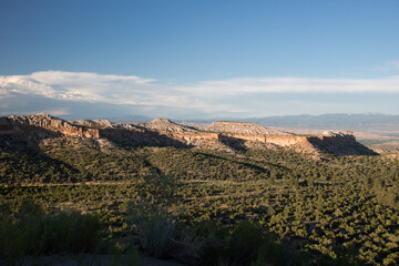 Panoramic View.
Scenic view of the Canyon Rim Trail with greenery near Los Alamos, New Mexico.