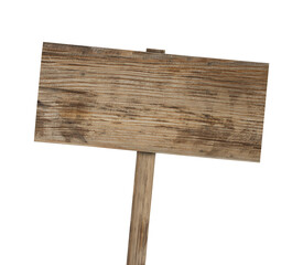 wooden sign on white background with cut path.