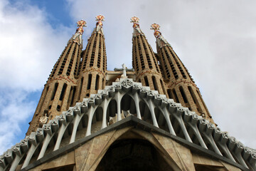 Towers of the Sagrada Familia, Barcelona, Catalonia, Spain.