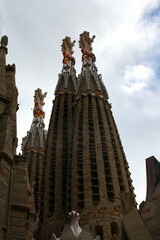 Towers of the Sagrada Familia catholic basilica, Barcelona, Catalonia, Spain.