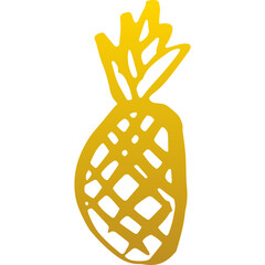 Gold Pineapple Hand Drawn - 489906100
