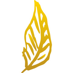Gold Plant Leaf Hand Drawn