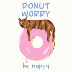 Donut worry, be happy with lazy cat.