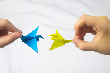 a crane made of paper, a symbol of peacehand made