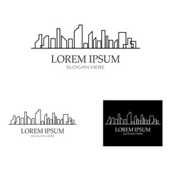 city ​​skyline, city silhouette, modern city and city center. With logo design concept, icon and symbol illustration template.