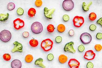 Seamless pattern of vegetables ingredients for cooking