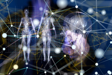 digital medical futuristic interface 3D rendering