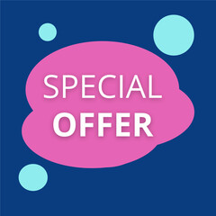 Banner with special offer text on a blue background. 