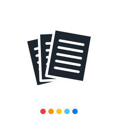 Icon of a Pile of Document paper, Vector.