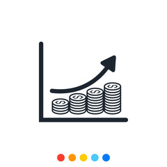 Icon of a Graph chart diagram of Money and Investing related, Vector.