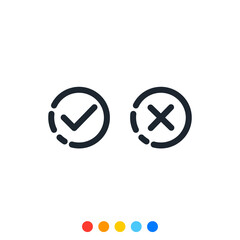 An Icon of Check mark and Cross symbol, Vector.