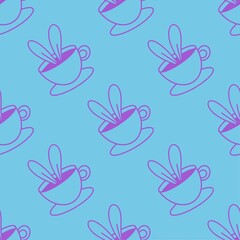Seamless cup of coffee tea pattern for fabrics and textiles and packaging and linens and kids and wrapping paper