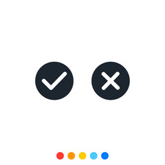 An Icon of Check mark and Cross symbol, Vector.