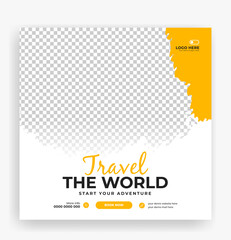 Editable Tour travel social media post template, square Travel and tourism banner design