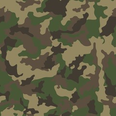 Fototapeta premium Abstract camouflage vector pattern, background repeat, green brown spots, trendy texture, seamless illustration
