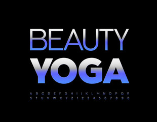 Vector stylish Logo Beauty Yoga. Elegant Metallic Font. Creative Alphabet Letters and Numbers set