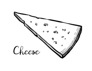 Cheese slice ink sketch.
