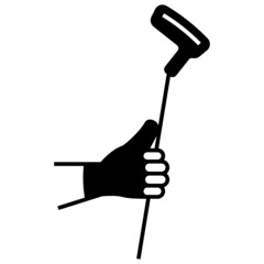 Human Hand with Stick Vector Icon Design, Club and Ball sport Symbol, Golfers Equipment Stock illustration, Golfer holding Wedge Concept, 