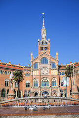 Fototapeta premium Hospital building in Barcelona city on a sunny day
