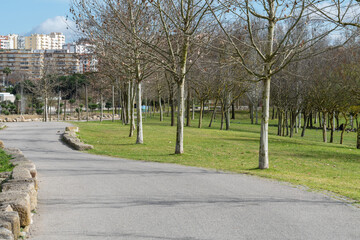 Landscape over Garden Parque da Paz in Almada, Portugal