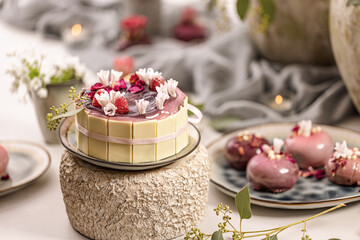 Still life of fancy dessert table