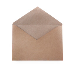 Simple kraft paper envelope isolated on white