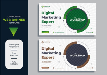 Creative corporate Web Banner for digital marketing promotion template premium vector	