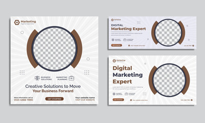 Creative corporate Business flyer, Banner, Facebook Cover or social media post for digital marketing promotion template premium vector