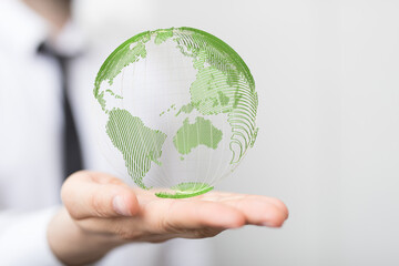 Green 3D Planet Concept, recycle sign