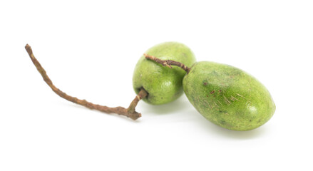 fresh green olive over on white background